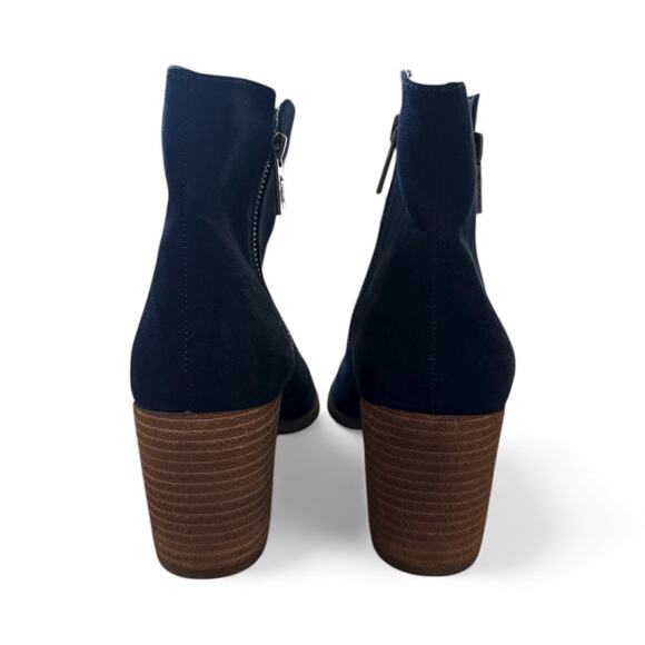 Mari A. Axle Navy Blue Peep-Toe Faux Suede Ankle Bootie Boot Size 10 - Picture 8 of 9